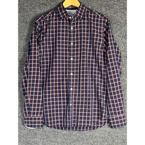 Banana Republic Luxe Poplin Grant Slim Fit Plaid Dress Shirt Mens‎ Medium